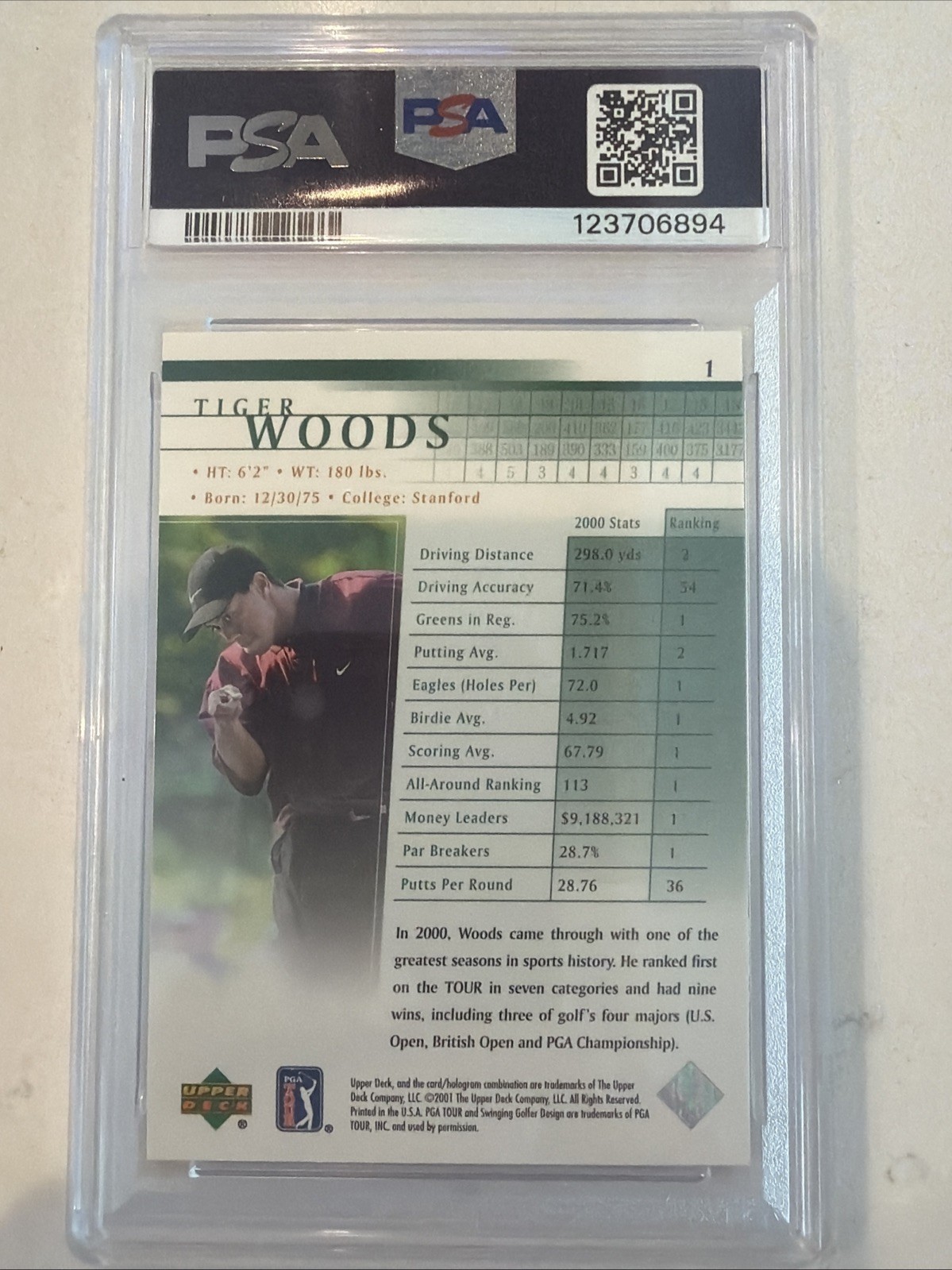 2001 Upper Deck Tiger Woods PSA Lot Rookie view 3