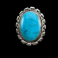 Size 10 Large Blue Kingman turquoise statement ring Sterling silver
