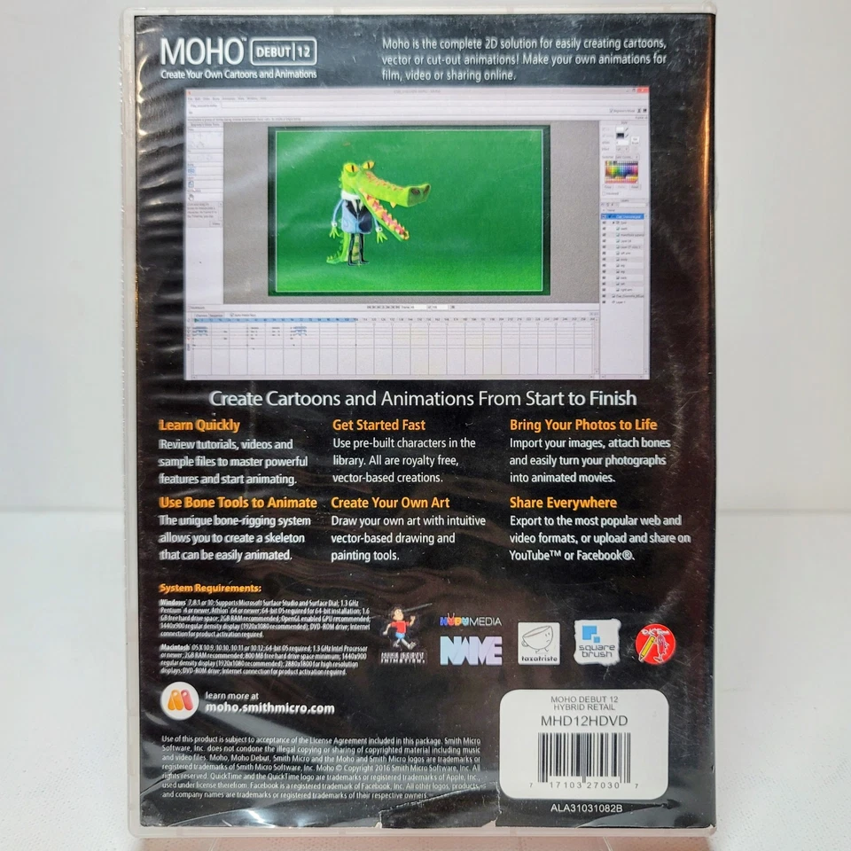 Moho Debut 12 Full Version Windows Mac Animation Software Smith Micro MHD12HDVD - Image 3 of 4