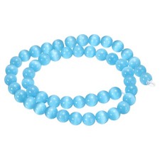 48pcs Blue Cat's Eye Stone Beads 8mm Round Crystal Loose Bead