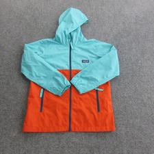 Patagonia Jacket Boys Small Blue Orange Hooded Windbreaker Lightweight Coat
