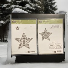 Stampin Up  Bright  Beautiful  135029 Set 1  2, 8 Stamp Joy Noel Star NewYear.