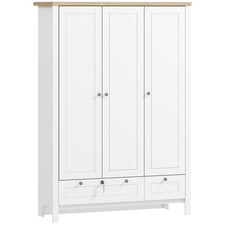 HOMCOM Wardrobe Closet with 3 Doors and 2 Drawers Bedroom Armoire White