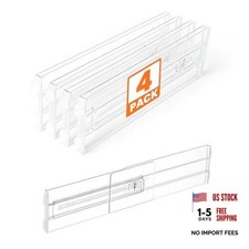 Drawer Dividers for Clothes, 4" High 10.6" 4 Pack Clear, 4" High 10-17" Long