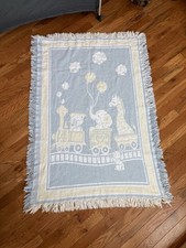 Vintage animal parade train baby blanket