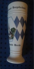 Weizenbierkrug Weiss - Blau aus Ton mit Emblem
