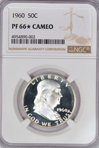 1960 Franklin Half Dollar Proof NGC PF 66 STAR CAMEO PR 66* CAM Frosty Coin 50C