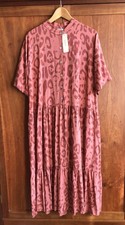 BNWT Made In Italy Tiered Midi Dress Size M (Approx 12) Copper/Rust Animal Print
