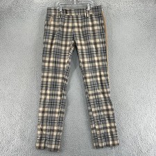 Dolce & Gabbana Pants Womens 33X34 Gray Plaid Wool Side Stripe Made Italy Dress