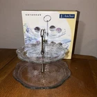Vintage Anchor Hocking Savannah 2 Tier Glass Tidbit Plate Display Stand 10"x12”
