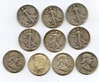 Ten U.S. Half Dollars, all .9000 Finess W.L., Franklins, 1 1964 JFK Silver