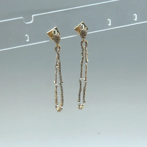 Alexis Bittar Crystal Encrusted Twisted Linear Hoop Drop Earrings