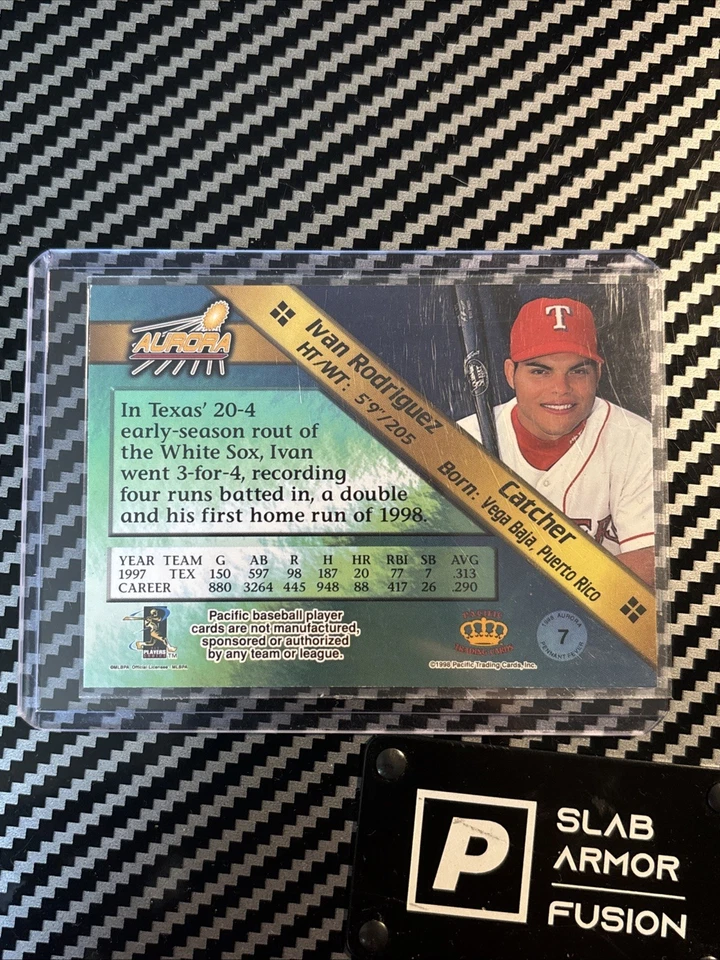 1998 Pacific Aurora - Pennant Fever Ivan Rodriguez #7 - Image 3 of 3