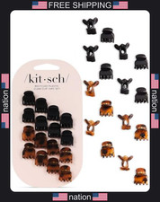 Kitsch Mini Hair Clips for Women Tortoise  Black 16 Pack