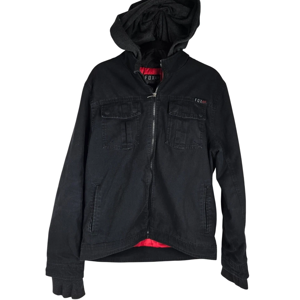 Chaqueta Mororcycle Forjada Para Hombre FOX Racing Heritage De Colección Negra Cremallera Completa Mediana Foto 2 de 4