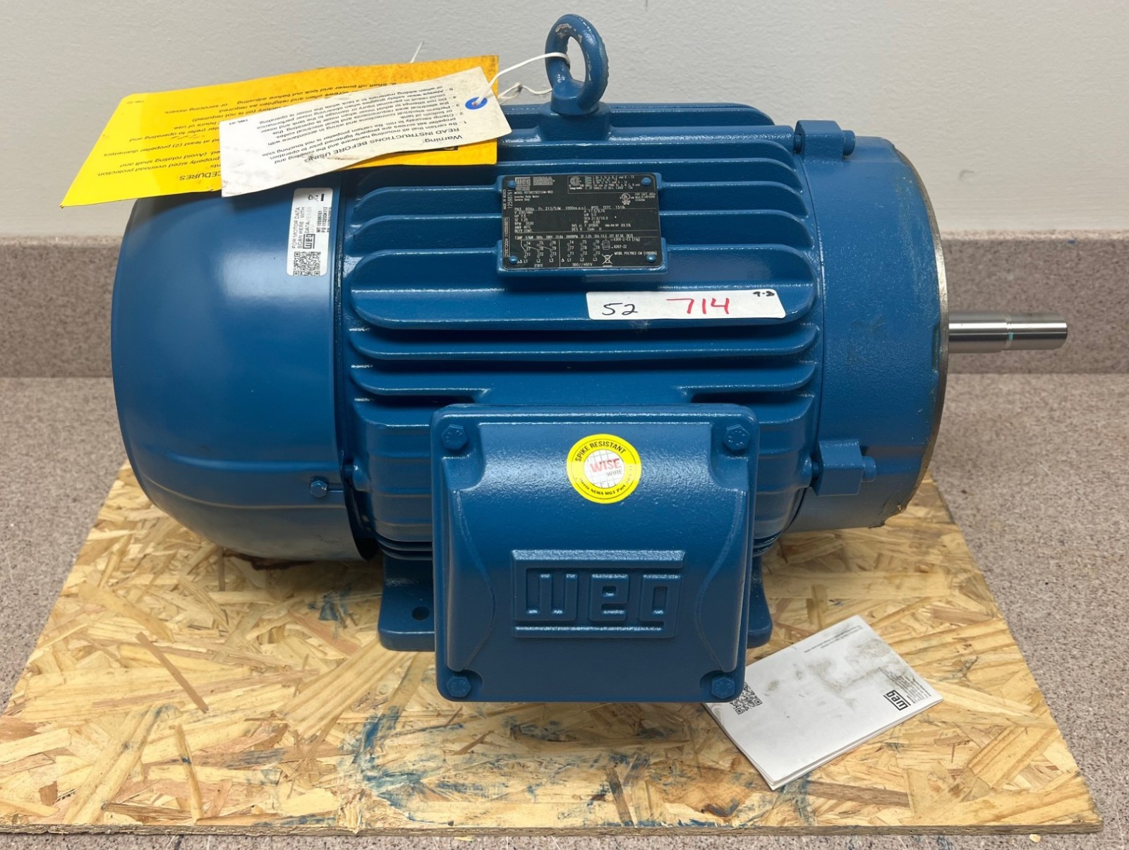 WEG 00736ET3E213JM-W22 CLOSE COUPLED PUMP MOTOR, 7.5 HP, 3-PHASE, 6FKD2, NEW!!