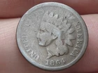 1864 L Indian Head Cent Penny- With L, Pointed Bust, Good Details, Brown