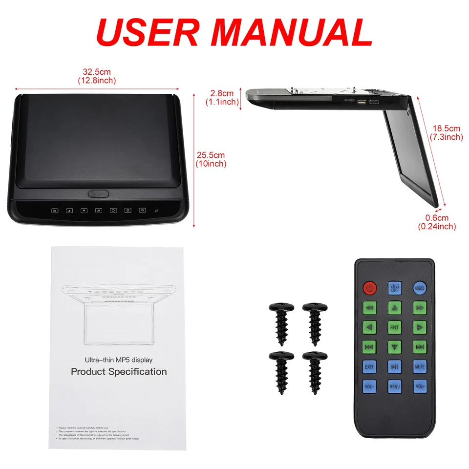 11.6inch Car Flip Down Monitor Overhead Digital Car Roof Mount Monitor MP5 USB - Image 3 of 4