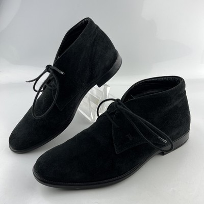 TOD'S mens CHUKKA BOOTS in black suede Size 9-9.5 US
