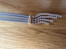 Double Strand Sterling Silver Necklace With Diamanté Drop
