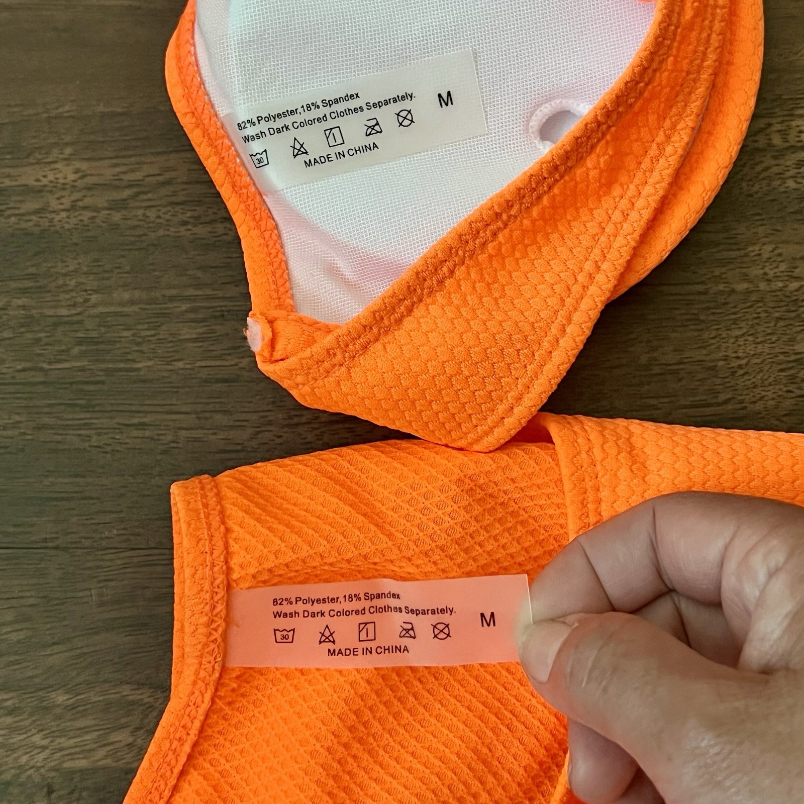 SHEIN Two Piece Bathing Suit Solid Bright Orange … - image 4