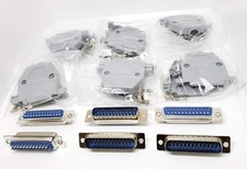 DB25 Male Connector Plastic Hoods 12 Pack 6 Sets 25 Pin Solder Cup D-Sub