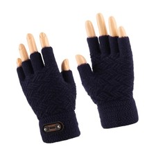 JEWEDECO Men's Half Finger Knitted Winter Gloves Touchscreen Windproof