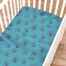 Baby Sea Otters Baby Crib Sheets for Girl Boy 52"x28" Cute Otters Turtles Fis...