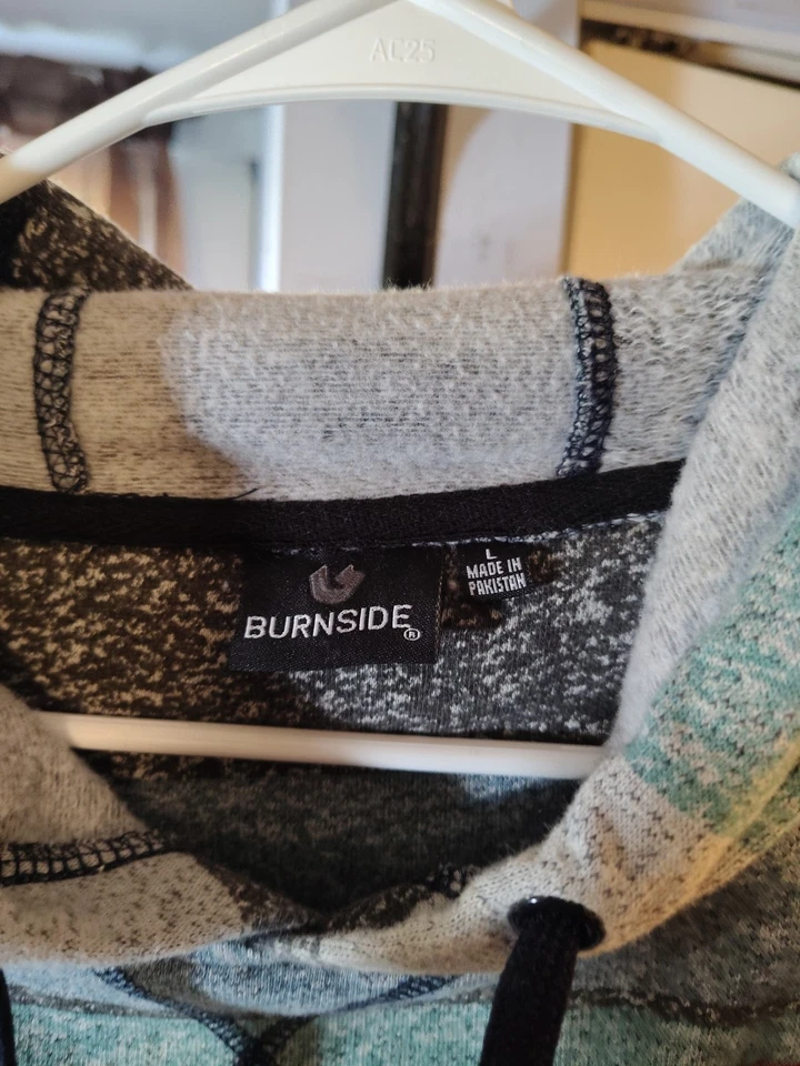 Burnside Buffalo 716 条纹连帽衫男式 L 码 — 第 3/4 张图片