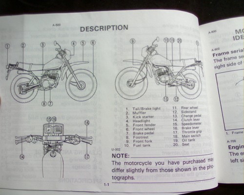 Yamaha DT50, DT50M, Original Factory OWNERS MANUAL - Picture 3 of 5