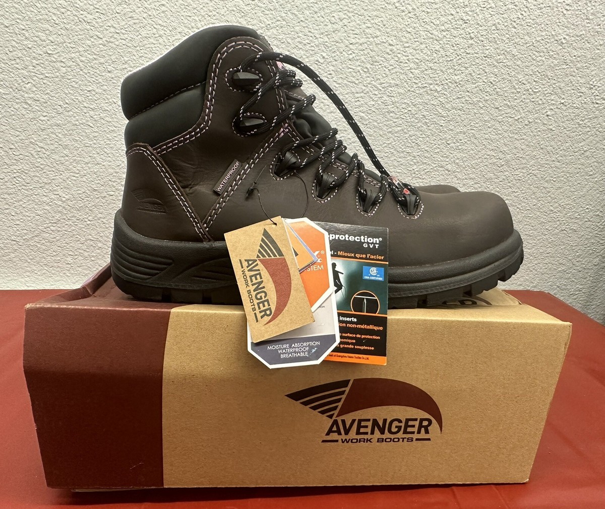 Avenger Womens Comp Toe A7123 Fraimer Leather Boots Size 8.5 MED