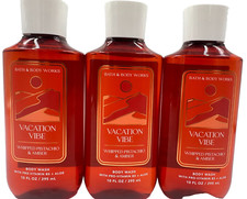 Bath  Body Works LOT of 3 Vacation Vibe Body Wash Shower Gel Pistachio Amber