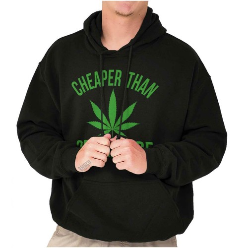 Funny Marijuana Cheaper Than Medicine Joke Hoodie Hooded Sweatshirt Men Women - Picture 9 of 13