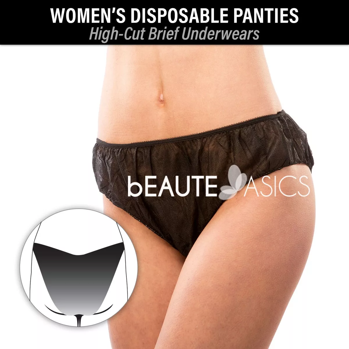 6 Pcs Women's Disposable Black Panties Brief Underwear Spa Travel Gym  (DP109x1)