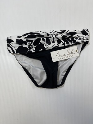 Anne Cole Women s Black White Print Wear To Beach Pool Swim Suit Bottoms XS