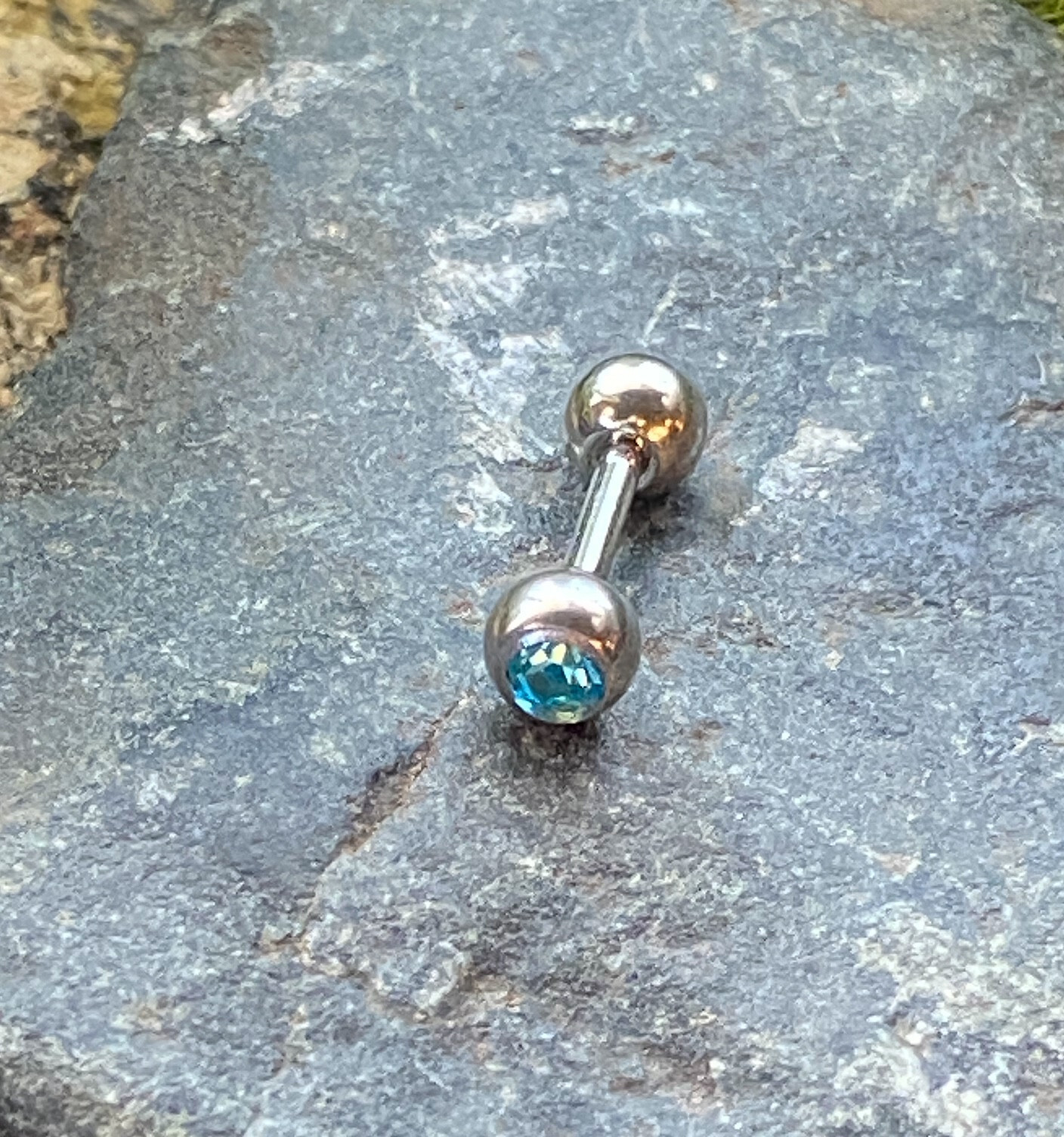 4pc Value Pack Gem Tragus Barbells Studs Cartilage Helix Piercing 16g 1/4" 6mm