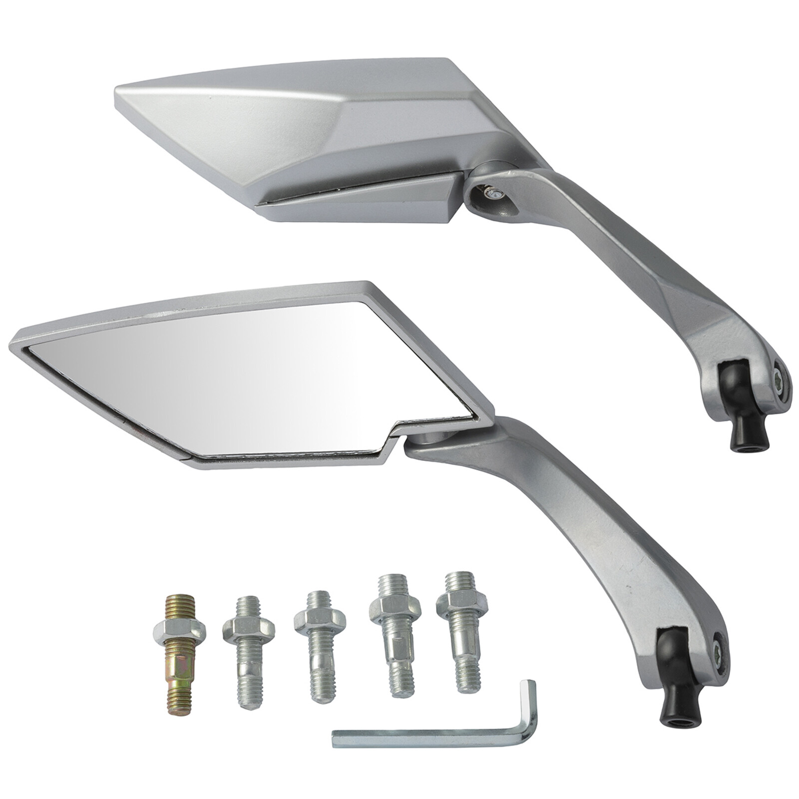 Mirrors Rearview Motorbike Custom Style Motorcycle Silver Handlebar