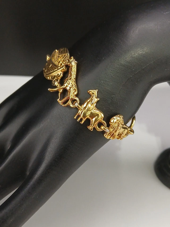 Pulsera PREMIER DESIGNS ARCA DE NOÉ vintage tono dorado intrincados diseños de animales Foto 2 de 4