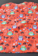 Scrubstar Nurse Scrub Top Size M Owls Butterflies Dragonflies Bees Bird Hedgehog