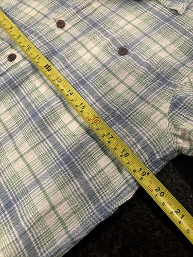 Patagonia Organic Cotton Shirt Men’s Size M Green Blue White Plaid Short Sleeves - Picture 5 of 9