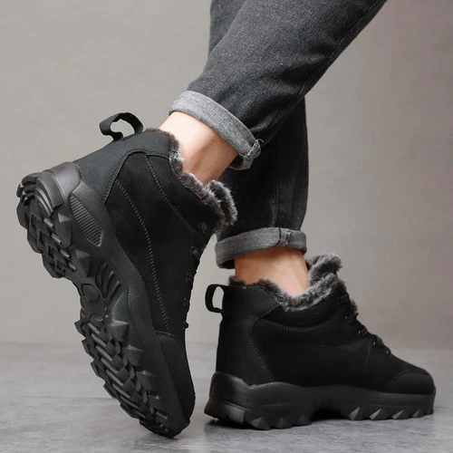 Herren Fell Gefüttert Winter Schnee Stiefel Outdoor Wasserdicht Arbeitsschuhe Wandern Walking - Bild 7 von 27