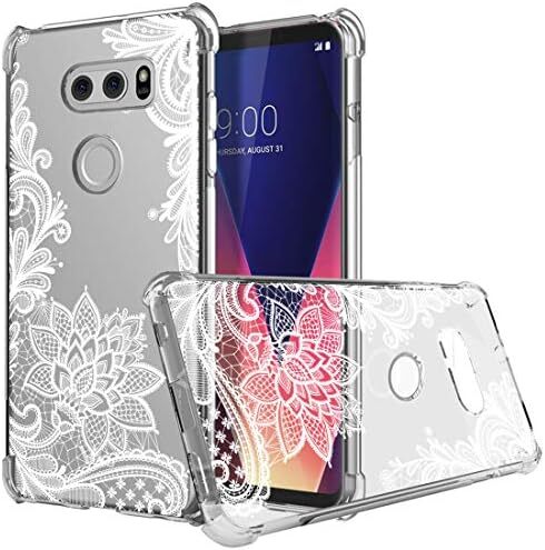 for LG V30 Case, Shockproof Clear Floral Soft Flexible TPU Slim Phone Case Cover
