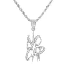 Men's Iced Out CZ Silver Plated NO CAP Pendant 20" Rope Chain Necklace HC 1431 S