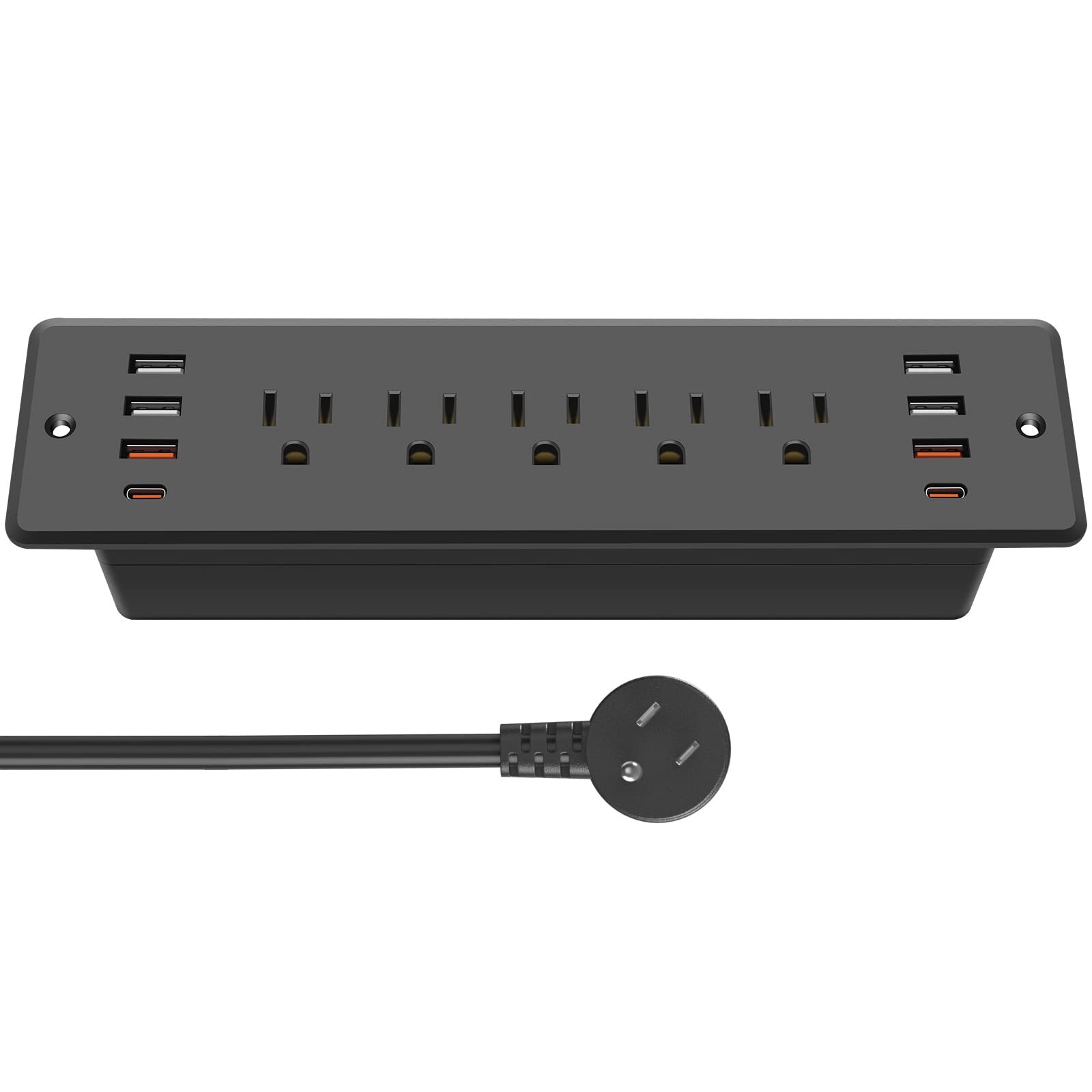 Recessed Power Strip Surge Protector with 5 Outlets, USB 3.0 USB-A and USB-C ...