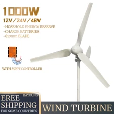 1000W Wind Power Turbine Generator Kits 3 Blades Windmill 24V 48V W/ Controller