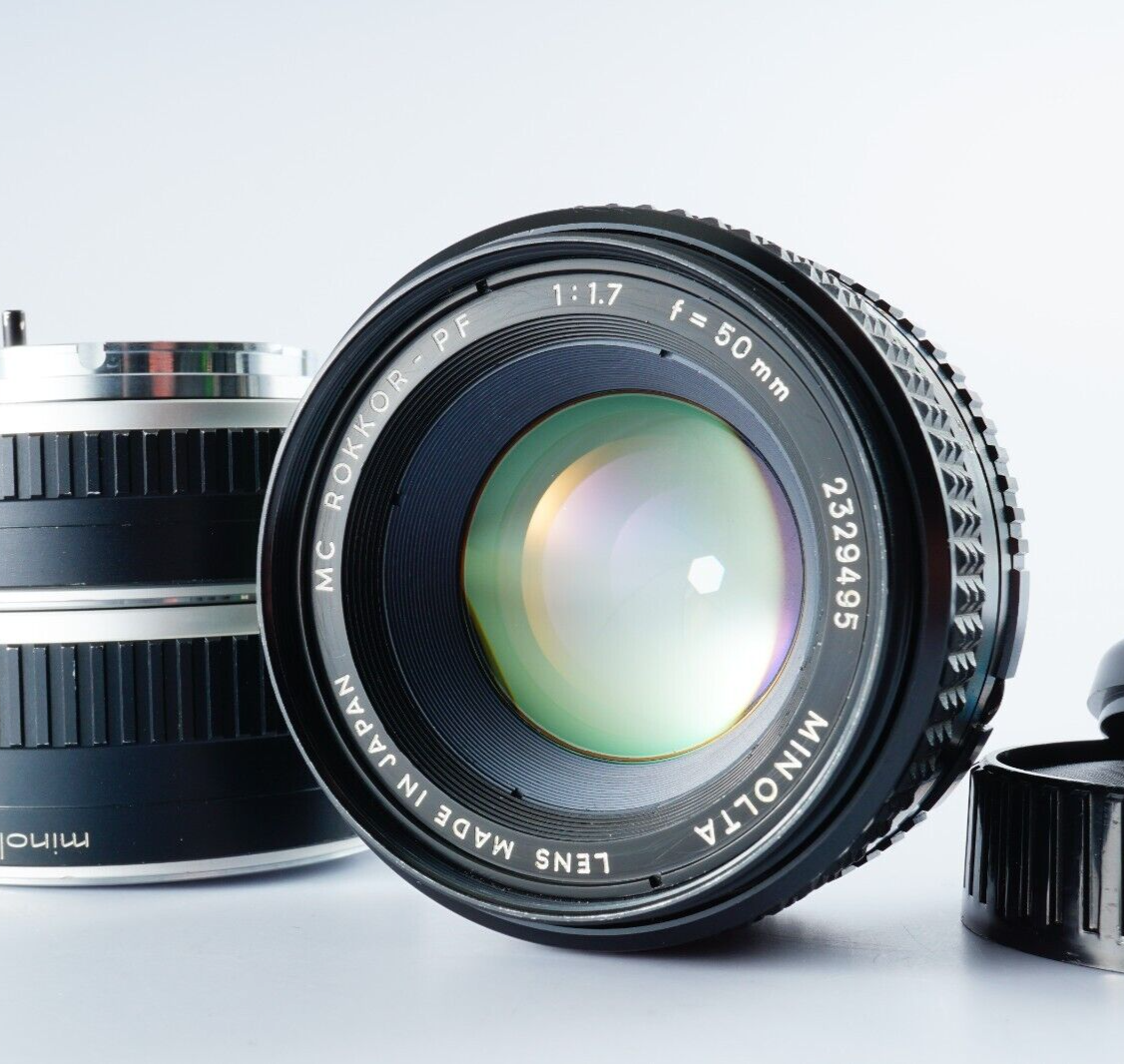 EX+5 MINOLTA MC ROKKOR PF 50mm MF Lens w/ Extension Tube 28