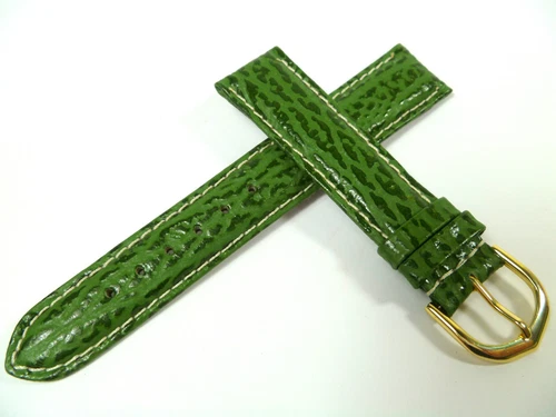 18mm GREEN WATCH STRAP BRACELET SHARK EMBOSSED WATCH BAND LEATHER 1858