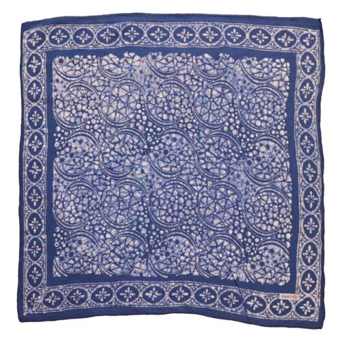 Large 39" Hand Dyed Batik Bandana - Soft Lightweight Cotton, Blue Stone
