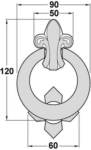 Llamador de anillo de puerta, 120 mm x 90 mm, negro antiguo, paquete de 1 - Imagen 6 de 6
