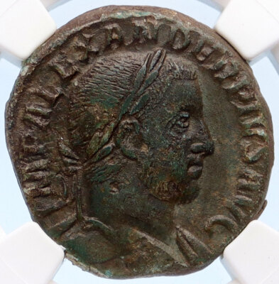 SEVERUS ALEXANDER 233AD Rome Sestertius Sol Ancient Roman Coin NGC